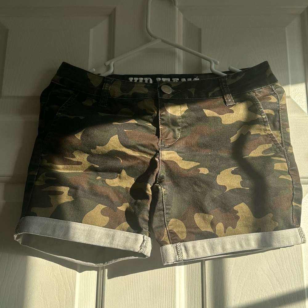 Camo Print Jean Shorts